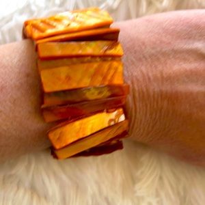 Bracelet coral colored cuff bangle Adjustable